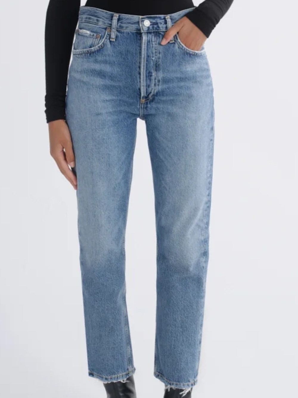 Agolde Straight Leg Jeans in Light Blue Vintage Wash
